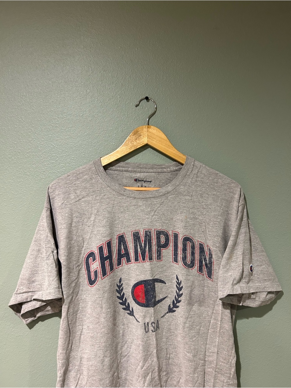 Champion Gray Graphic Crewneck Tee with Arch Logo - Picture 3 of 3